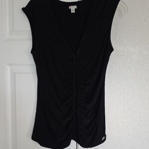Guess Black Ruched Sleeveless Blouse